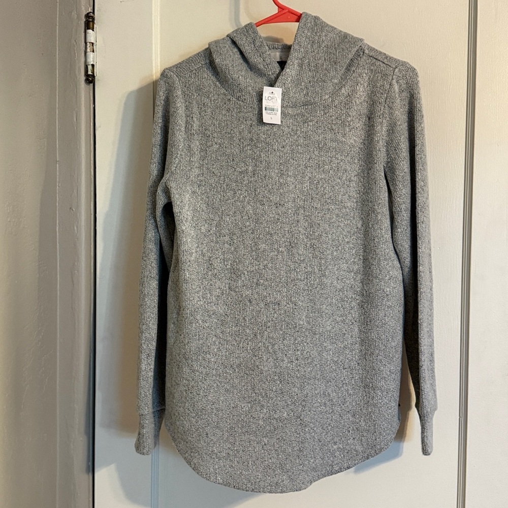 LOFT Heather Gray Knit Hoodie